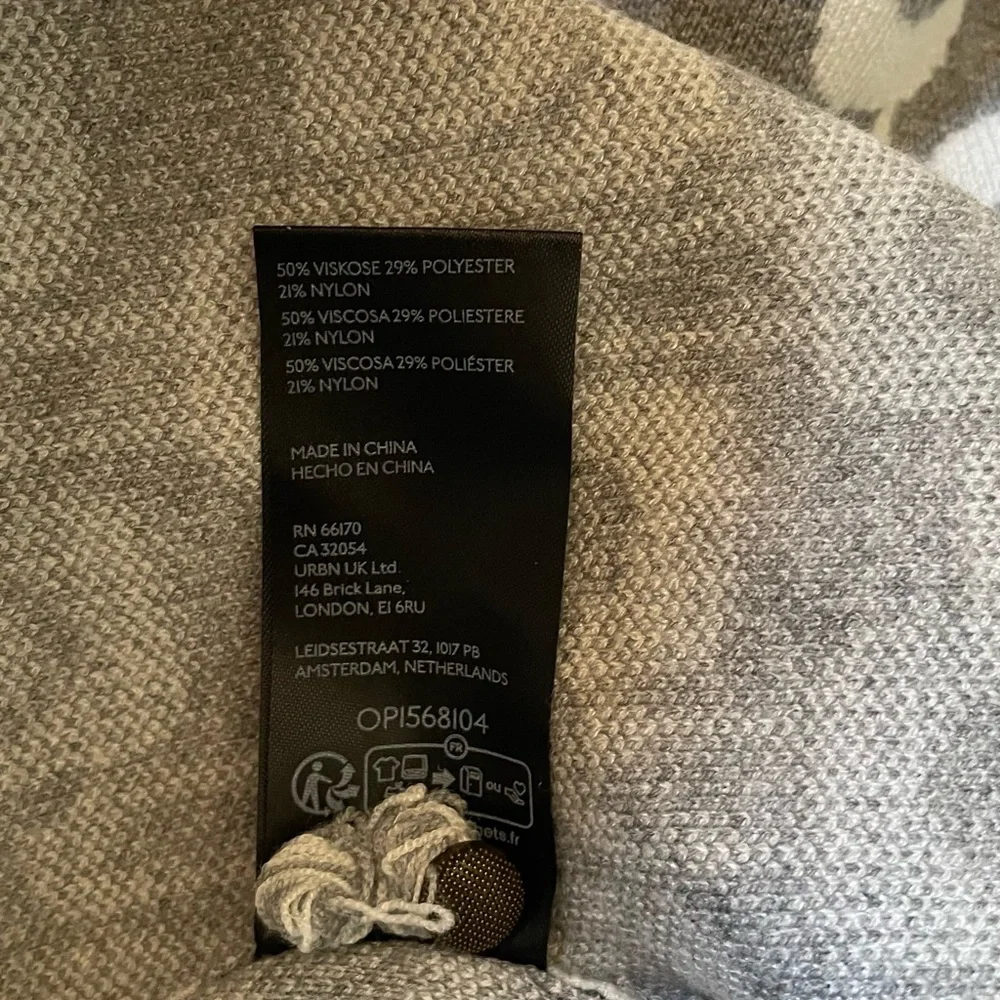Anthropologie Grey & White Geometric High-Neck Mini Dress XL - Picture 15 of 15